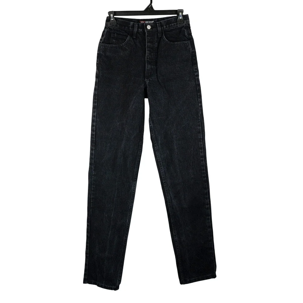 Guess Jeans Women 29 Black Excellent Vintage High Waisted Tapered y2k 90s